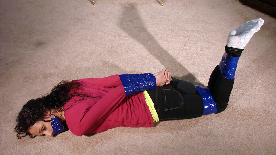 LaDawn-BGBv07 - Gagged and Bound with Tape in Jeans and Socks