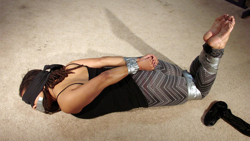 Dayelle-BGBv07 - Gagged and Bound with Tape, Blindfolded in Slippers