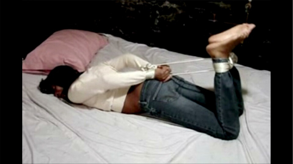 Tori-BGBv14 - Ball-gagged & Hogtied, Barefoot in Jeans