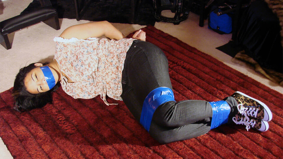 Raine-BGBv03 - Bound & Gagged with Tape in Jeans & Sneakers
