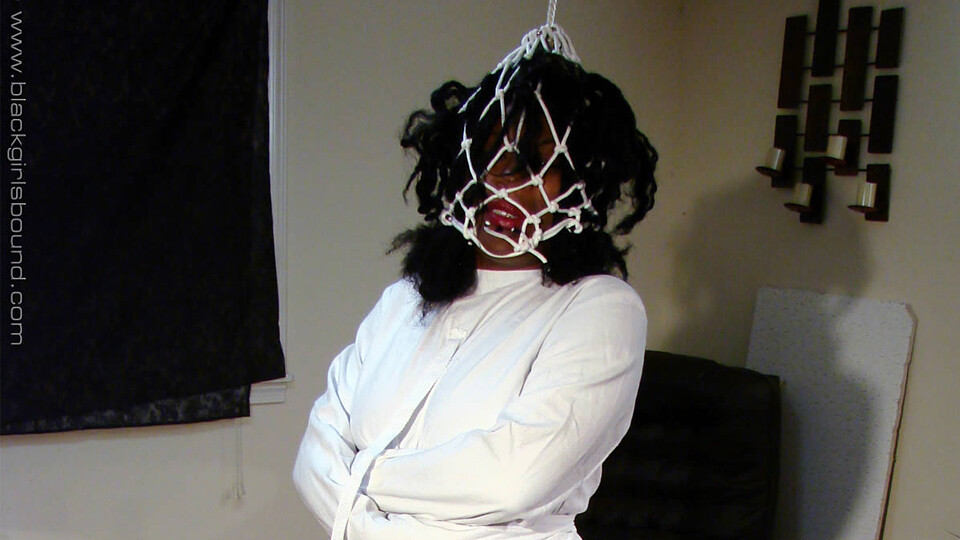 Bunny-BGBv26 - Bound in Straitjacket and Pantyhose with Head in Net